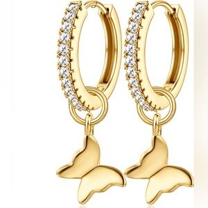 #50 Gold Plated Butterfly Hoop Earrings